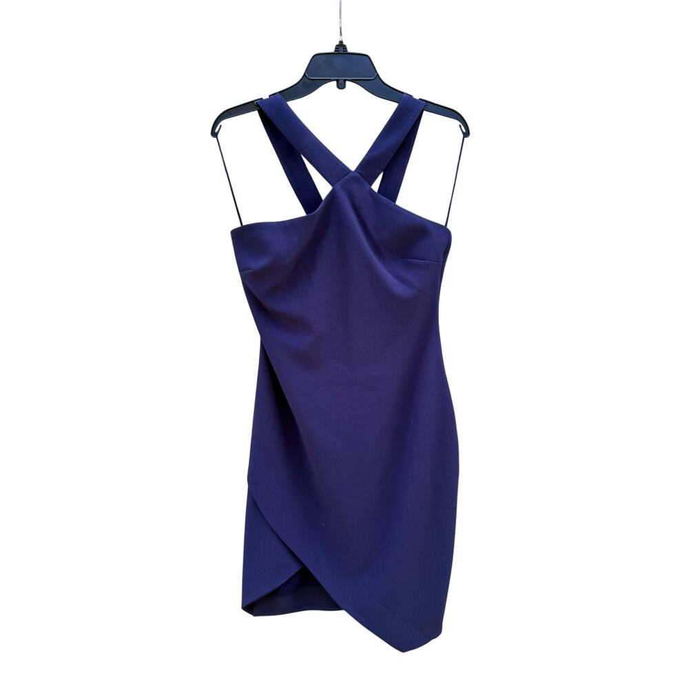 NWT LIKELY Carolyn Navy Cross Front Fitted Dress with Side Slit Sheath 6